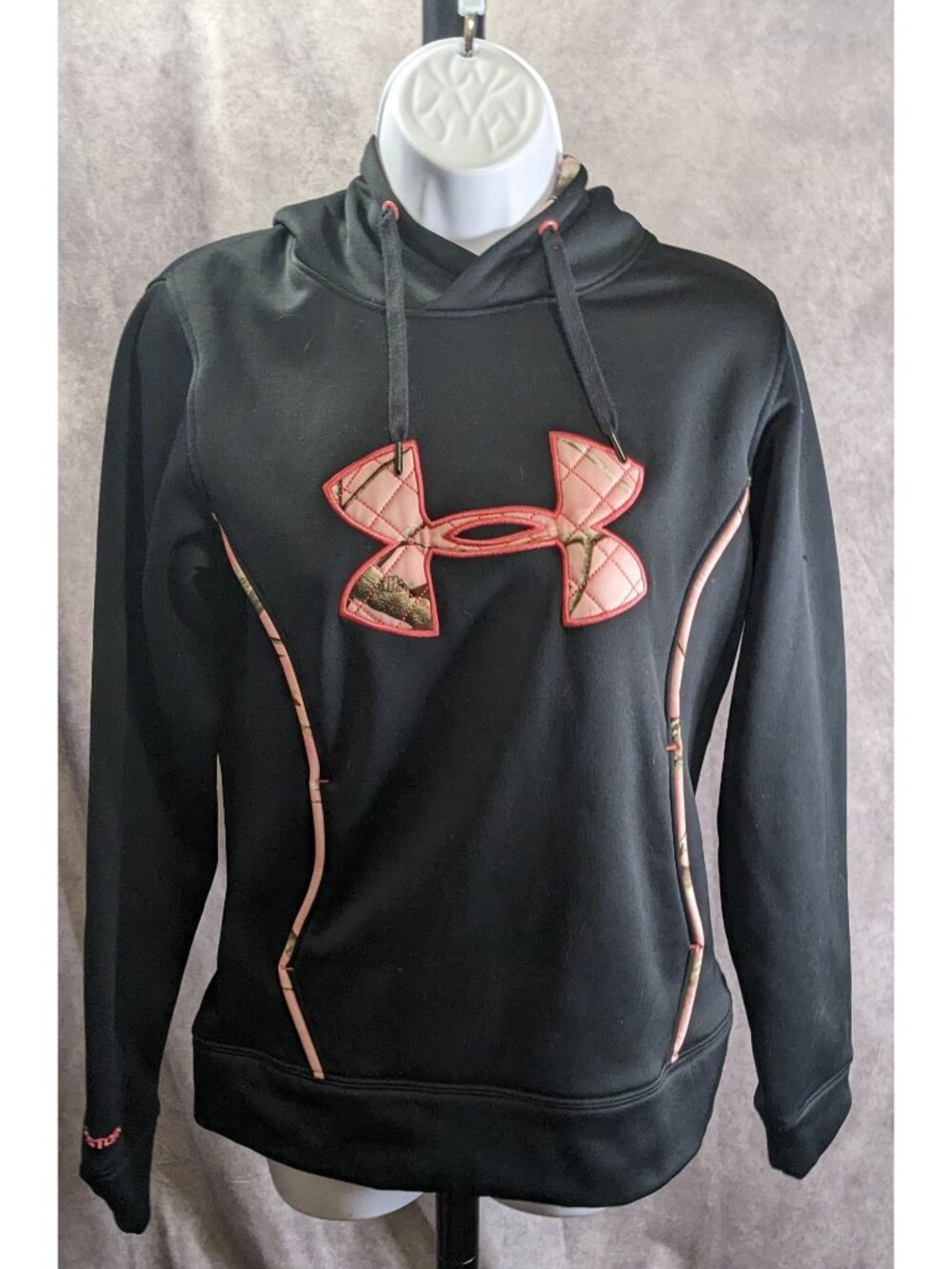 Under Armour Storm Womens Black Hoodie Pink Camo Logo Size Small